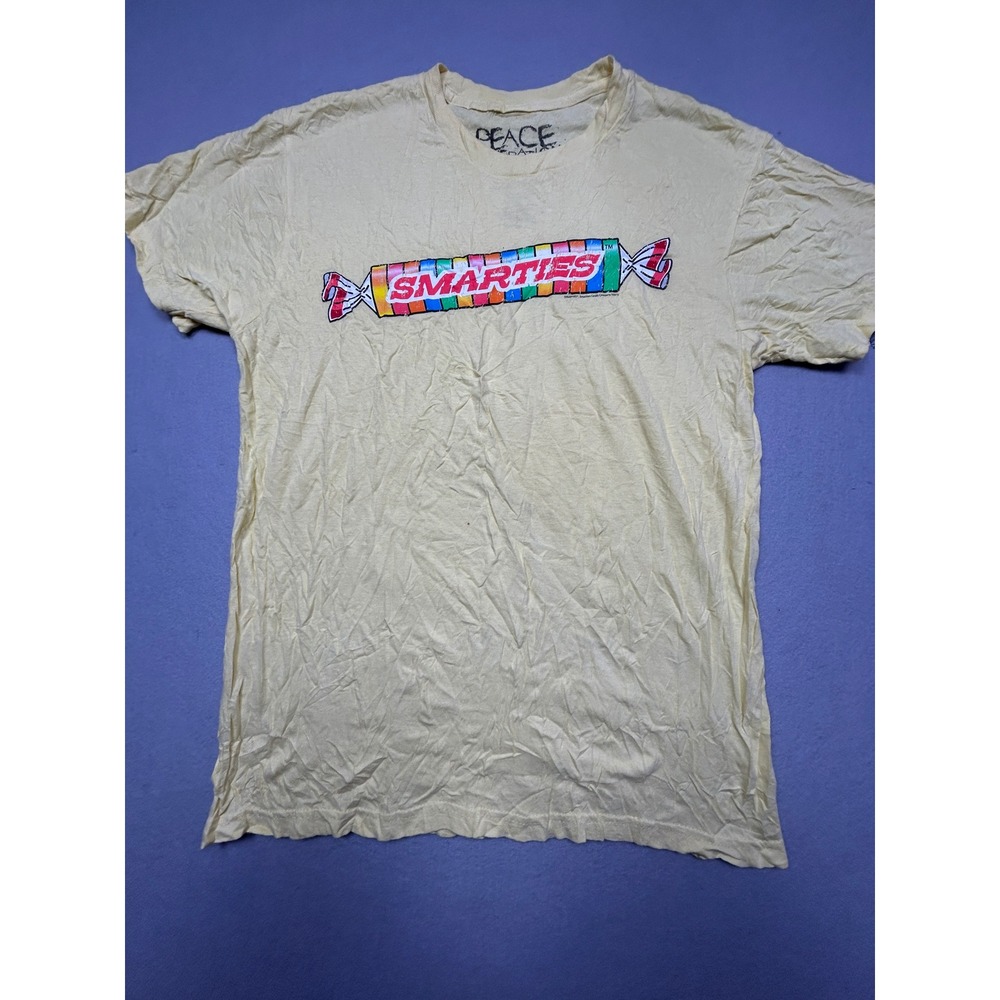 Peace Generation Smarties Graphic T-Shirt 100% Cotton Yellow Large Mens